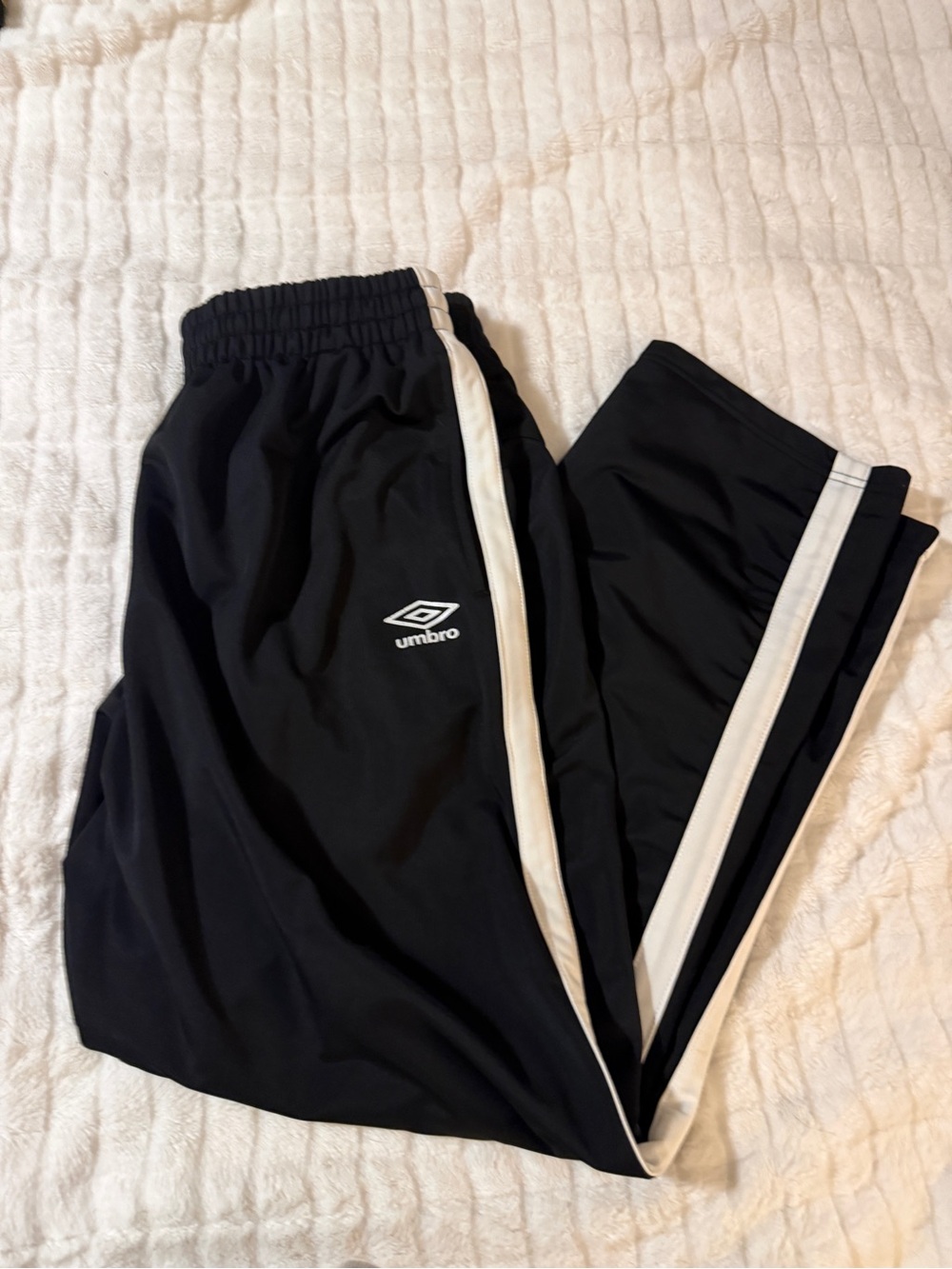 Umbro Black Track Pants with White Side Stripes- XL